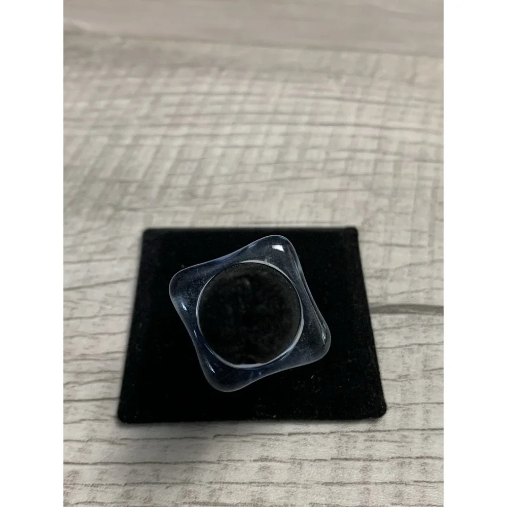 Colorful Acrylic Ring - Transparent Resin Geometric Square Irregular Ring Blue